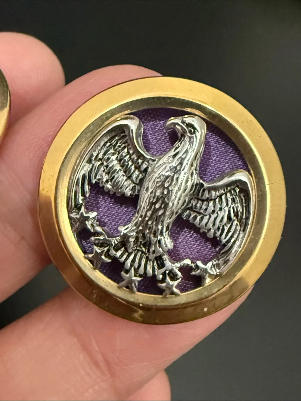 Vintage ANSON Gold-tone Bald Eagle Emblem Cufflinks